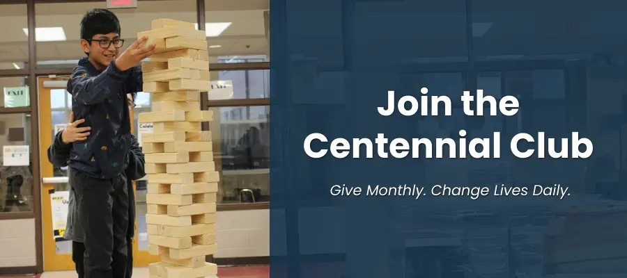 graphic with text "Join the Centennial Club"
